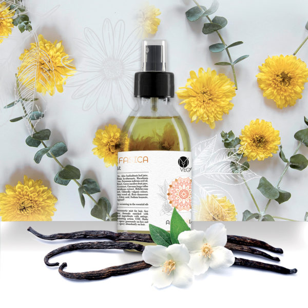 Formula bifazica neurocosmetica ,pt par,fata si corp. Formula imbogatita cu ingrediente functionale pe baza de plante cu actiune antimbatranire, racoritoare si iluminatoare. Utilizare; agitati inainte de utilizare. Ca tonic: pulverizati generos pe fata si corp Ca lotiune de par: pulverizati abundent pe par